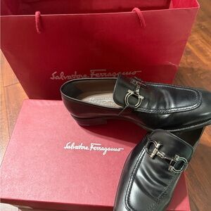 Salvatore Ferragamo Black Gancini Slip-On Loafers
